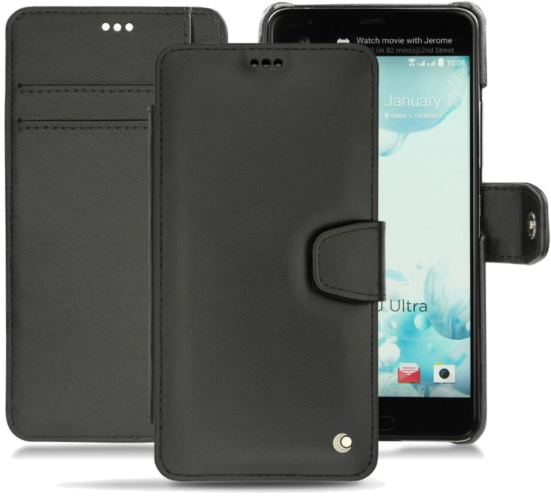 Housse cuir HTC U Ultra - Rabat horizontal portefeuilleNoir