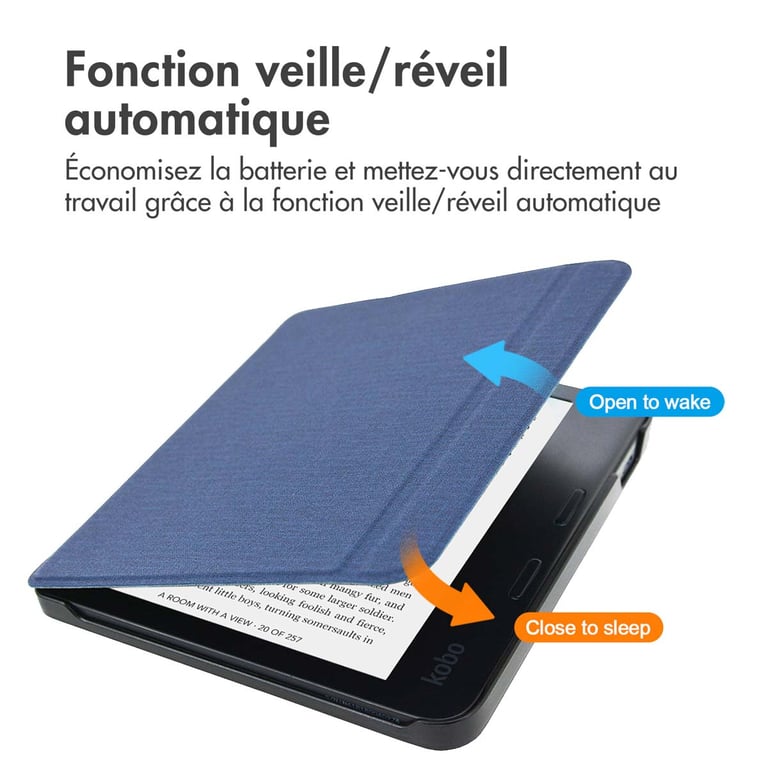 imoshion Étui de liseuse portefeuille Canvas Sleepcover avec support pour Kobo Libra 2 / Tolino Vision 6 Neuf - vue 3