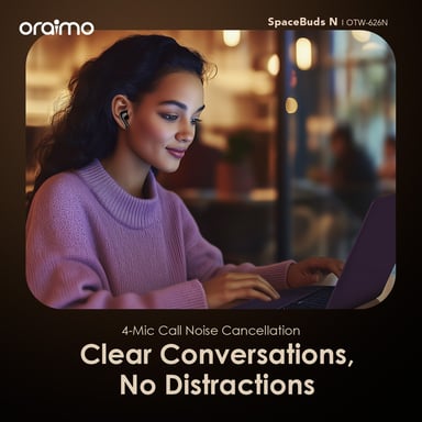 oraimo SpaceBuds N Blanc – Écouteurs sans fil Bluetooth 5.4, ANC hybride, autonomie 38h, IPX5, multi-appairage