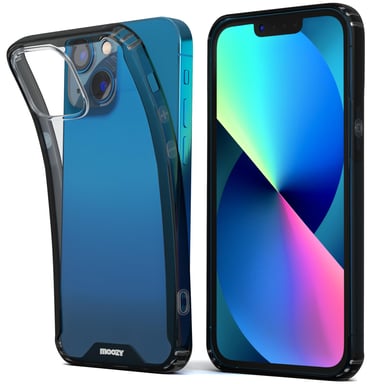 Moozy Xframe Coque antichoc pour iPhone 13 – Coque transparente à bord noir, coque hybride transparente double couleur avec bord en TPU absorbant les chocs