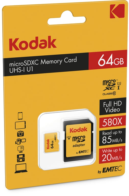 KODAK Micro SDXC 64GB Premium : Velocidad y fiabilidad para un almacenamiento excepcional