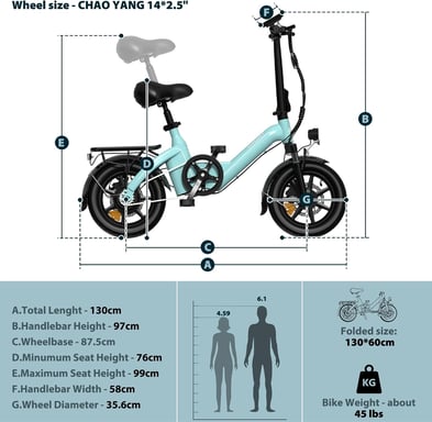 Bodywel T16 Pro 14'' Bicicletta Elettrica Pieghevole 280Wh Mini E-Bike Supporto App