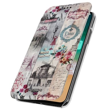 Funda iPhone X / XS Wallet Case Salon de Paris Akashi Multicolore