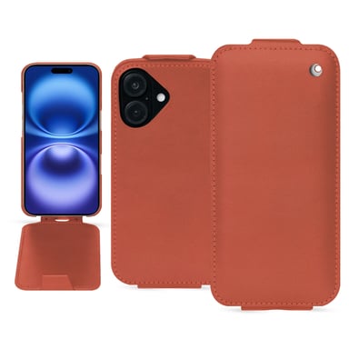 Housse cuir Apple iPhone 16 -  - Orange - Cuir vegan