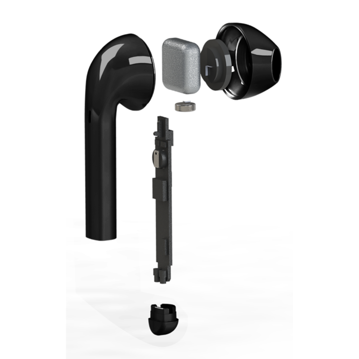 Auriculares inalámbricos de botón Sonik Lite con estuche de carga, negro azabache