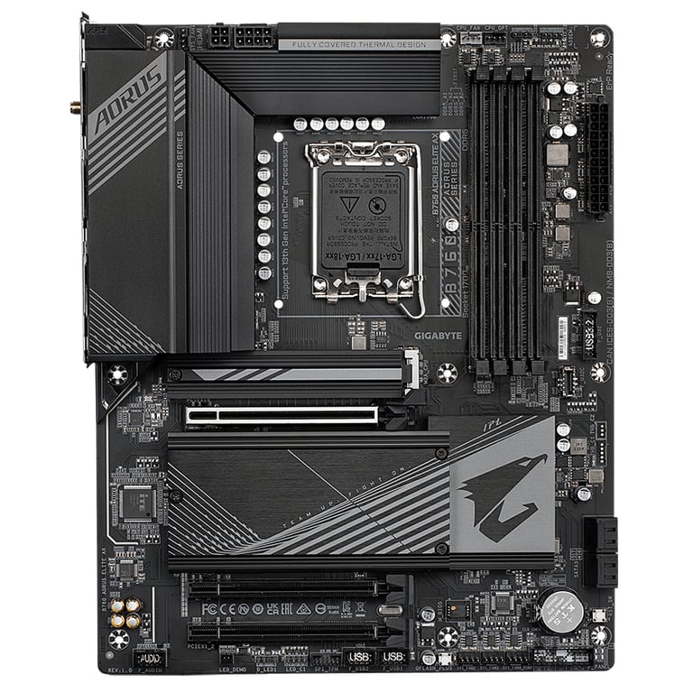 GIGABYTE B760 AORUS ELITE AX Carte Mère Prend en charge les processeurs Intel Core de 14e génération VRM 12+1+1 phases jusqu'à 7800MHz DDR5 OC 1xPCIe 4.0 + 2xPCIe 3.0 .2 Wi Fi 6E LAN 2.5GbE USB 3.2 Gen 2 Neuf - vue 3