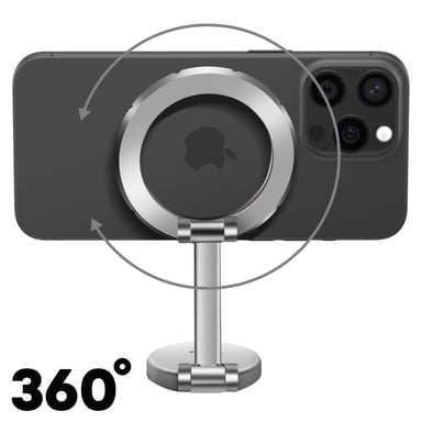 Support Voiture MagSafe Magnétique Rotatif à 360° Argent