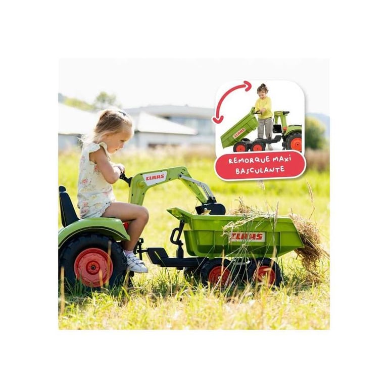 Tractopelle à pédales Claas FALK Volant directionnel Selle pivotante & Excavatrice remorque Fabriqué en France Dès - vue 2