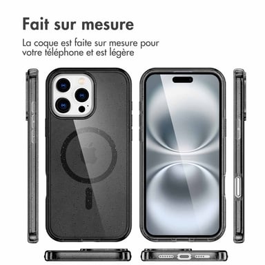 imoshion Coque Pailletée avec MagSafe pour Apple iPhone 16 Pro Max - Glitter Noir