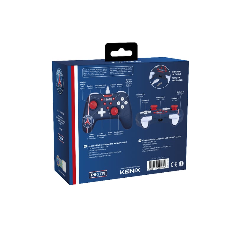 Konix Manette filaire – PSG Blanc - vue 5