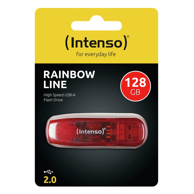 Intenso Rainbow Line lecteur USB flash 128 Go USB Type-A 2.0 Rouge, Transparent - Neuf