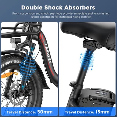 Bicicleta eléctrica plegable FAFREES F20 Max con batería LG de 48 V y 30 Ah y pantalla LCD - roja