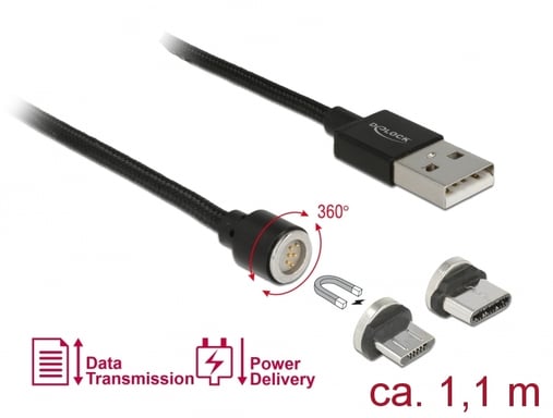 DeLOCK 85723 cable USB USB 2.0 1,1 m USB A USB C/Micro-USB B Negro