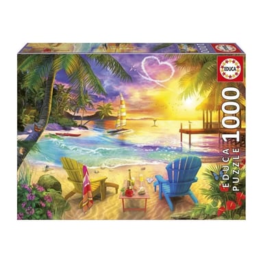 Puzzle - EDUCA - Plage d'Amour - 1000 pieces - 68x48 cm - Pour adultes - Theme nature