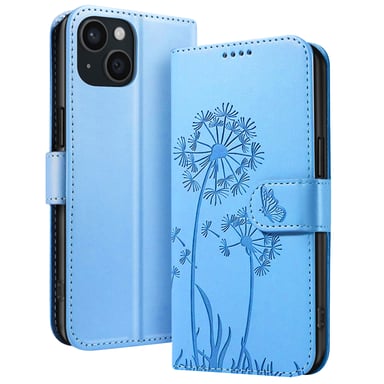 Custodia a portafoglio per iPhone 15 Premium Design Fiori Farfalla