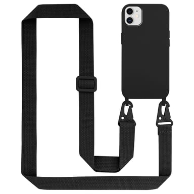 Tour de cou chaîne pour Apple iPhone 11 en LIQUID BLACK Housse de protection en silicone avec cordelette réglable