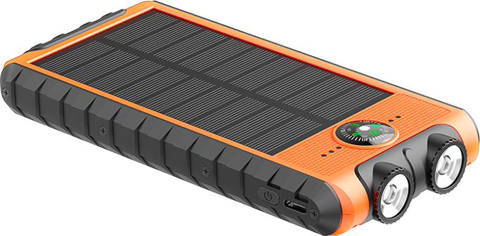 Powerbank Solare 10000mAh USB 2A C Torcia con cordino Bussola