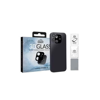EIGER Verre protecteur d'objectif d'appareil photo 3D pour iPhone 13 Pro Max avec kit de nettoyage Blanc/noir