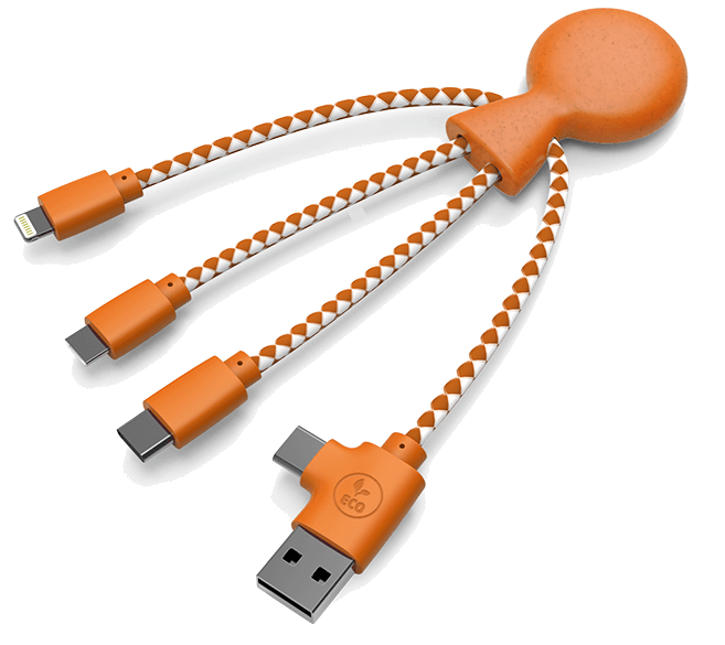 Câble multi-connecteurs USB éco-responsable Mr Bio Orange