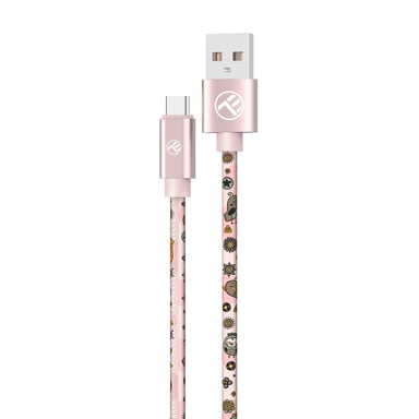 Câble Tellur Graffiti USB vers Type-C, 3A, 1m, rose