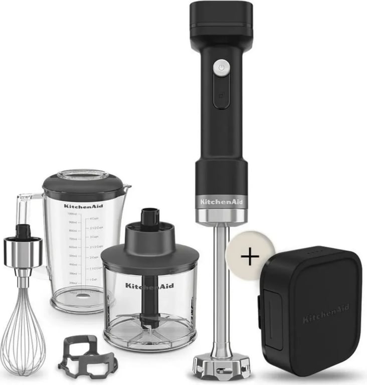 MIXEUR PLONGEANT SANS FIL AVEC ACCESSOIRES ET BATTERIE KITCHENAID GO 5KHBRV75BM - vue 1