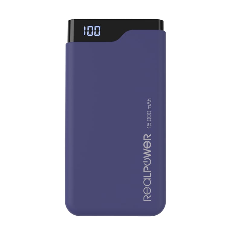 RealPower PB-15000C Navy Blue 15000 mAh Noir, Bleu - Neuf