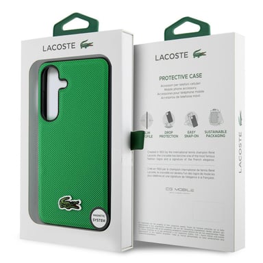 Étui Lacoste Iconic Petit Pique Woven Logo MagSafe pour Samsung Galaxy S25 vert