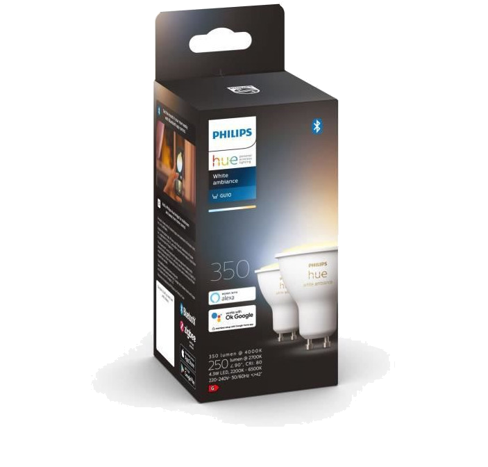 PHILIPS Hue White Ambiance Ampoules LED connectées GU10 Compatible Bluetooth - Pack de 2