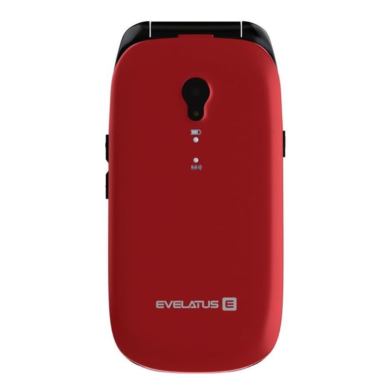 Evelatus Wave Button Flip Téléphone portable avec double SIM et LCD SOS Fonction d'appel senior Marron Rouge