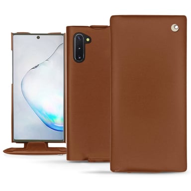 Housse cuir Samsung Galaxy Note10 -  - Marron - Cuir lisse