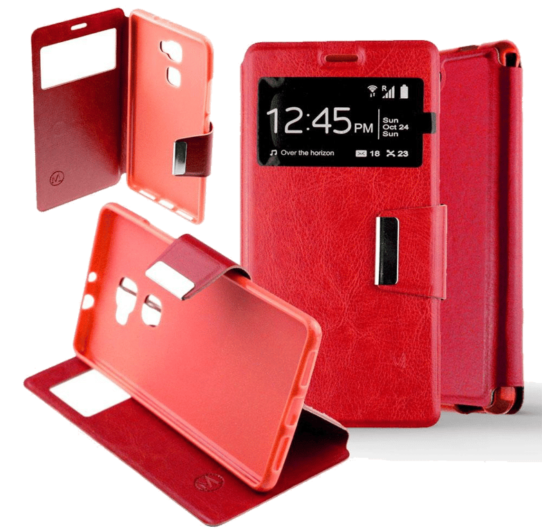 Etui Folio compatible Rouge Huawei Mate S