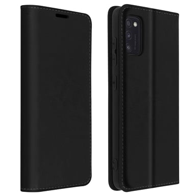 Étui pour Samsung Galaxy A41 Folio Cuir Véritable Porte-carte Support Vidéo Noir