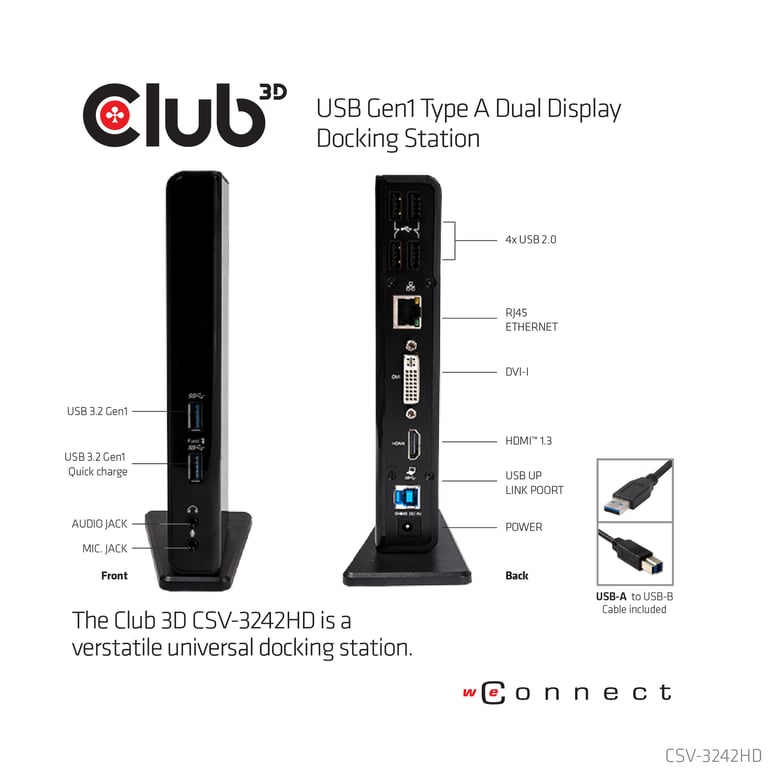 CLUB3D USB Gen1 Type A Dual Display Docking Station Neuf - vue 2