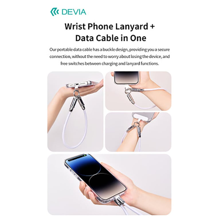 Lanière Tour de Poignet avec Câble USB C Lightning Ultra Résistant Neuf - vue 5