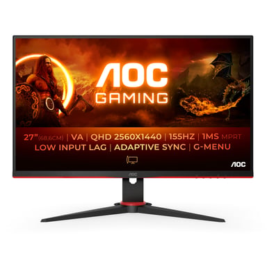 AOC G2 Q27G2E/BK Pantalla plana para PC de 68,6 cm (27'') 2560 x 1440 píxeles Quad HD Negro, Rojo