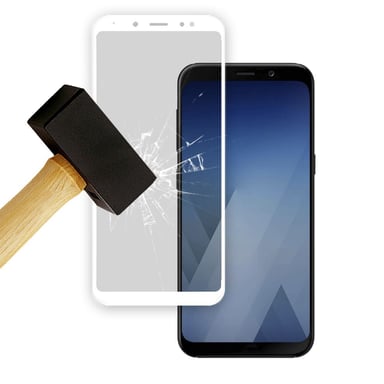 Film verre trempé 4D Blanc compatible Samsung Galaxy A8 Plus 2018