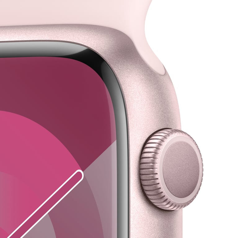 Watch Series 9 GPS, boitier en aluminium de 45 mm avec boucle en caoutchouc, Rose, M/L - Bon état