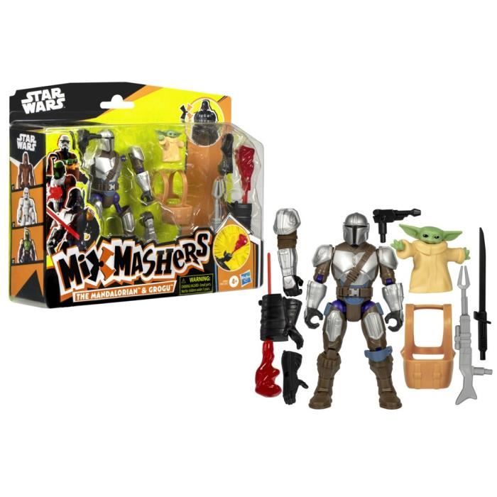 MixMashers Mandalorien et Grogu figurine deluxe personnalisable a mélanger et combiner avec accessoires Star Wars Des Neuf