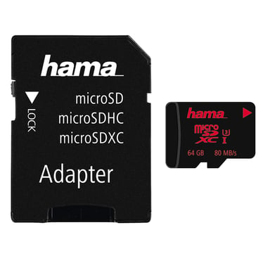 Carte microSDXC 64GB UHS Speed Class 3 UHS-I 80MB/s +adapat./mobile