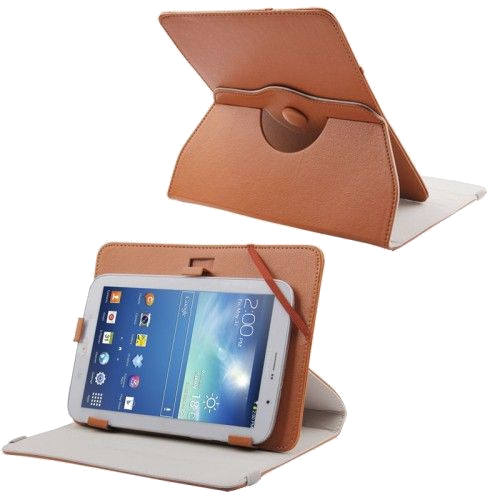 Housse Tablette Tactile 8 Pouces Support Universel Housse Intégrale 360° Marron Faux Cuir YONIS