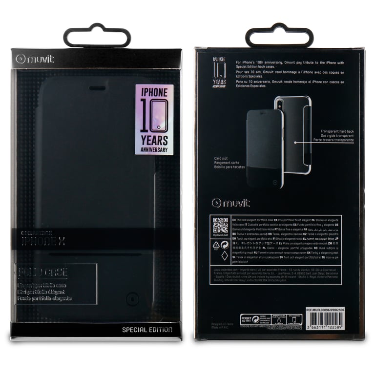 Folio Case Edition Double Pu Noir: Apple Iphone X/Xs
