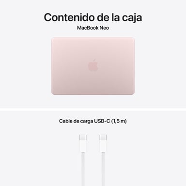 Macbook Neo A18 Pro (2026) 13'', 512 Go RAM 8 Go Apple GPU 5, Rose poudré   - QWERTY ES