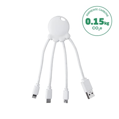 BIG BEN XOOPAROCTOBDRPWHT câble de téléphone portable Blanc 0,1 m USB A Micro USB + Lightning + USB C