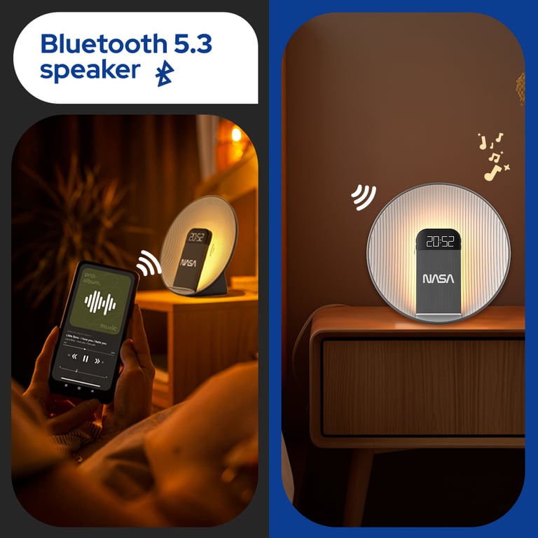 Réveil NASA SPC600 – Radio Réveil, Enceinte Bluetooth 5W, Charge Sans Fil Qi - vue 2