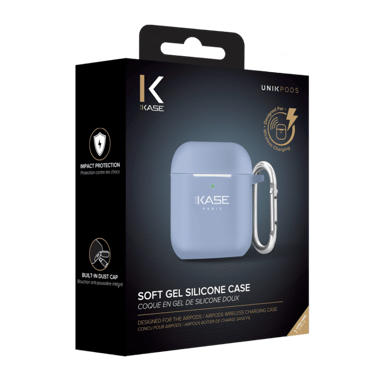Estuche de carga inalámbrica para los AirPods de Apple en gel de silicona suave, azul lila