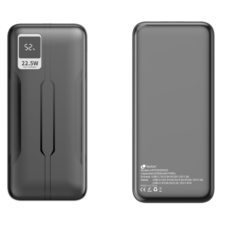 Leotec LEPOW20W22K banque d'alimentation électrique Lithium Polymère LiPo 20000 mAh Neuf