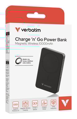 Verbatim Charge 'n' Go Essentials 10000 mAh Cargador inalámbrico Negro