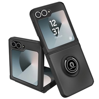 Avizar Funda antigolpes para Galaxy Z Flip 6 con anillo de soporte magnético Negro