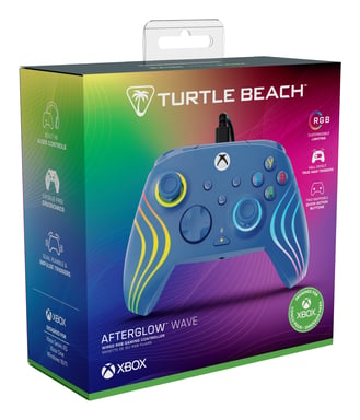 Controlador Turtle Beach Afterglow Wave Azul Controlador de juego RGB con cable - Licencia para Xbox Series XS, Xbox One y Windows - Botones programables, gatillos con efecto Hall, controles de audio