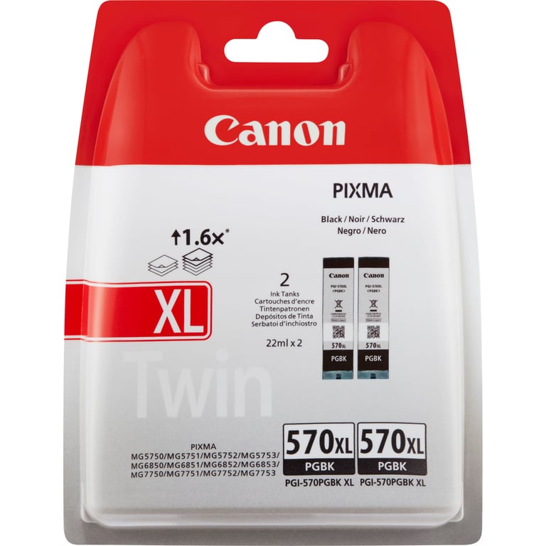 Canon Cartouche d'encre noire à haut rendement PGI-570BK XL (double pack) - Neuf
